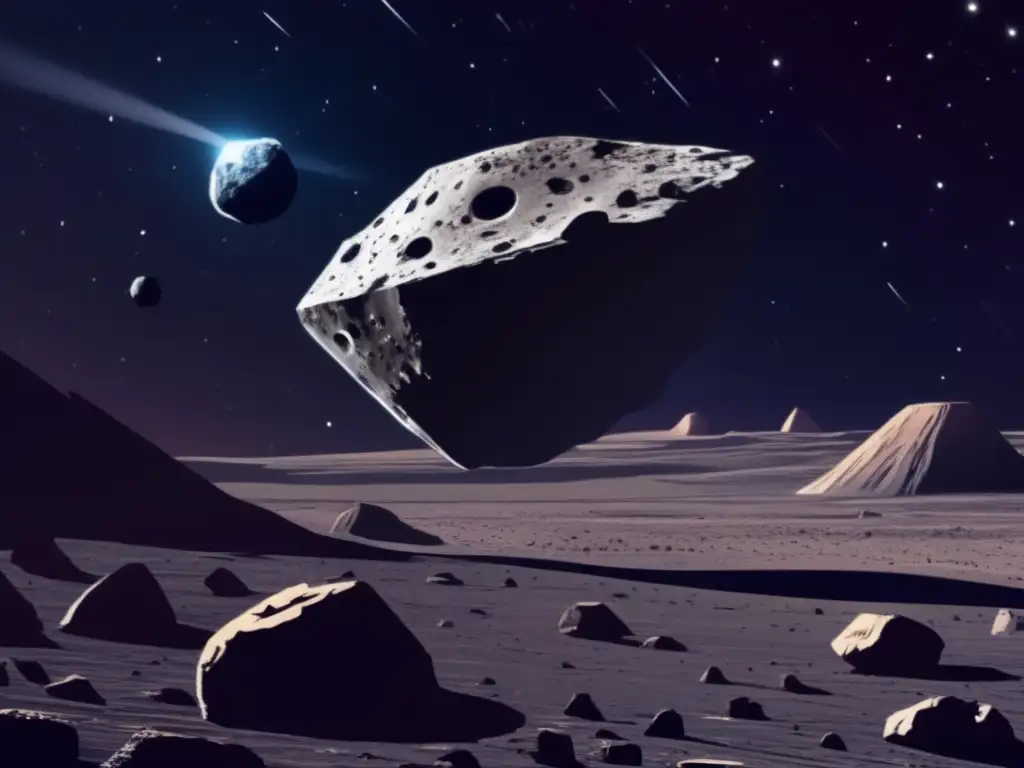 Agua potable en asteroides: nave espacial extrayendo agua de un asteroide