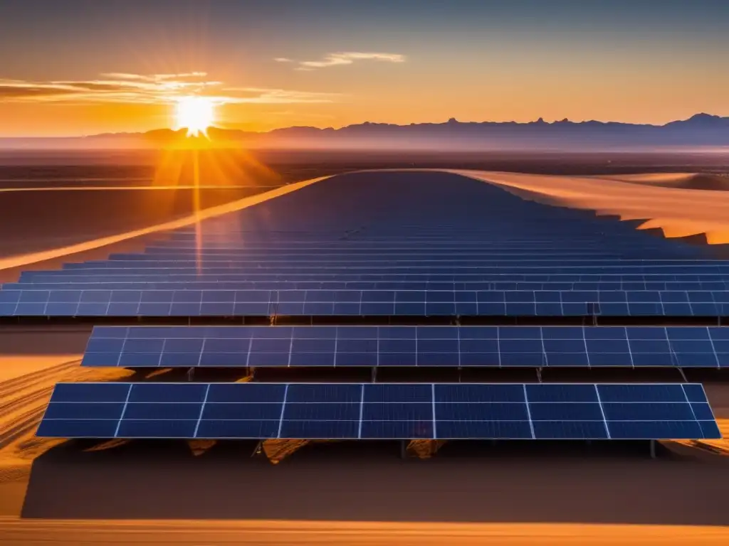 Amanecer vibrante sobre desierto: energía solar transforma futuro países en desarrollo