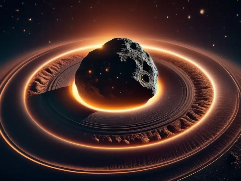 Descubrimiento anillos asteroide Chariklo: 8K imagen detallada revela enigmático asteroide con anillos y belleza cósmica