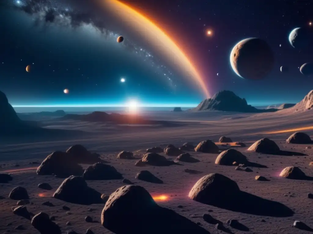 Aprovechamiento de asteroides: imagen cinematográfica de cinturón misterioso y vasto