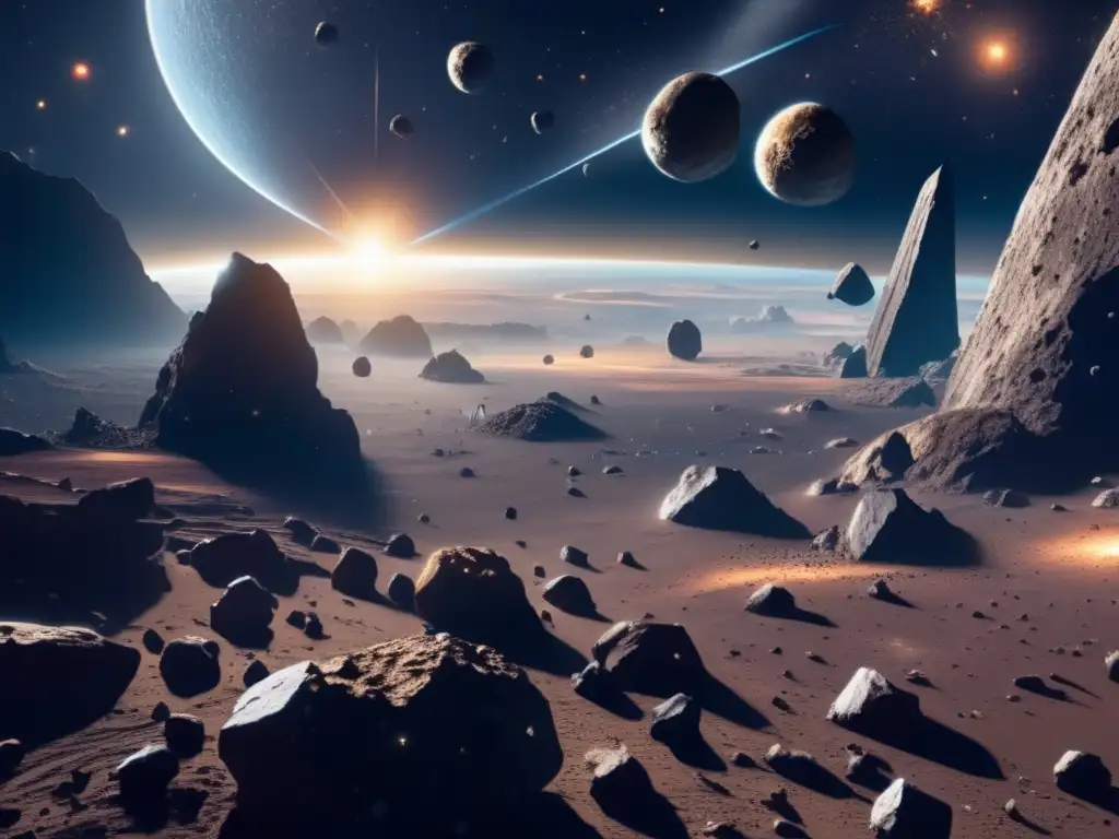 Asombrosa imagen de exploración y explotación de asteroides en el espacio