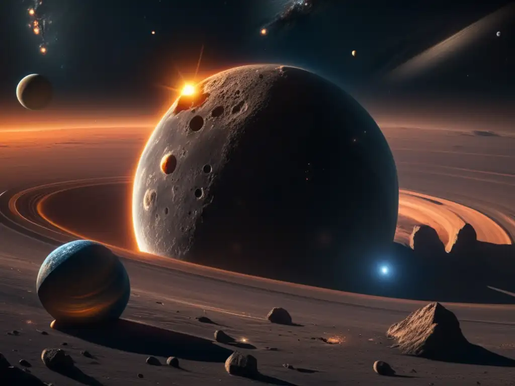 Asombrosa imagen 8k del sistema solar y un asteroide, mostrando riesgos y beneficios