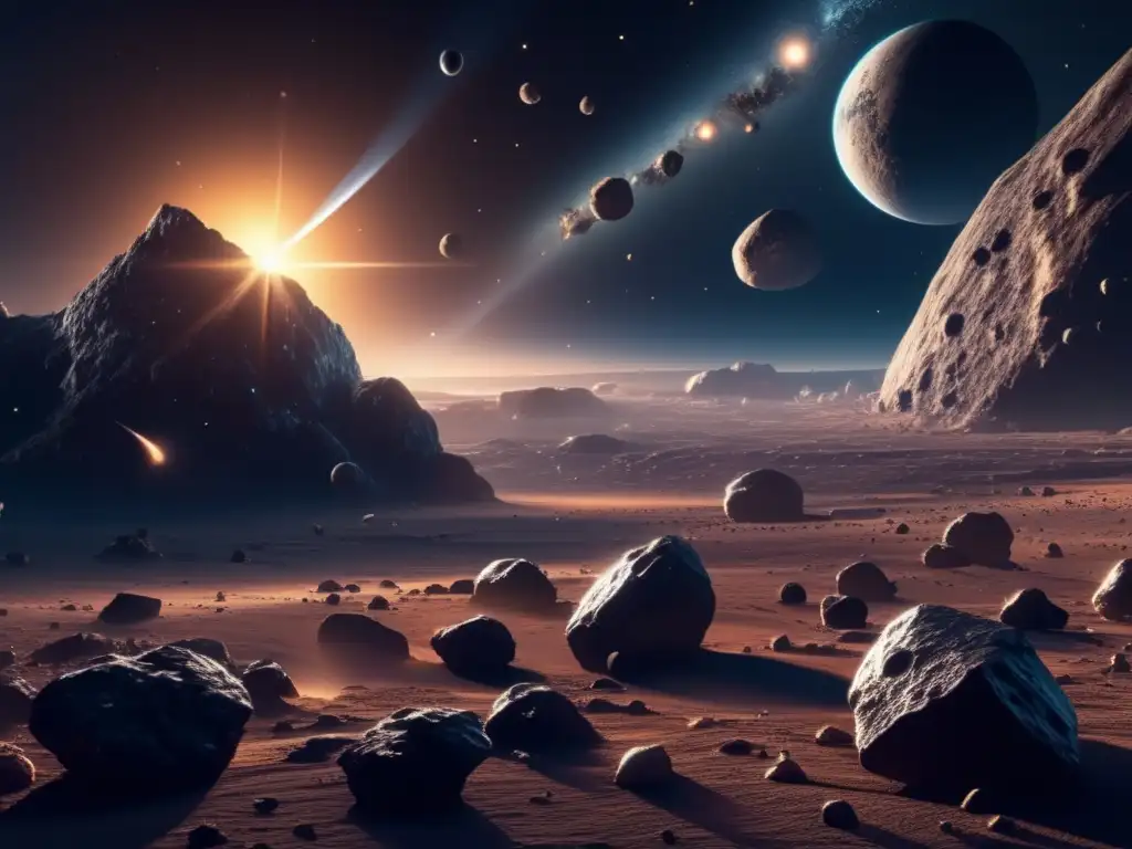 Ast peligrosos desmitiendo falsas creencias, impresionante imagen 8k que muestra vastedad del espacio y campo asteroides