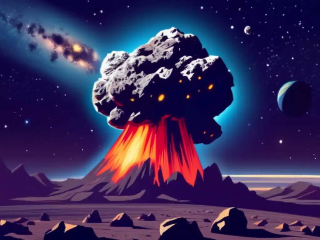 Asteroide amenazante en el espacio con efectos especiales: Efectos especiales asteroides cine