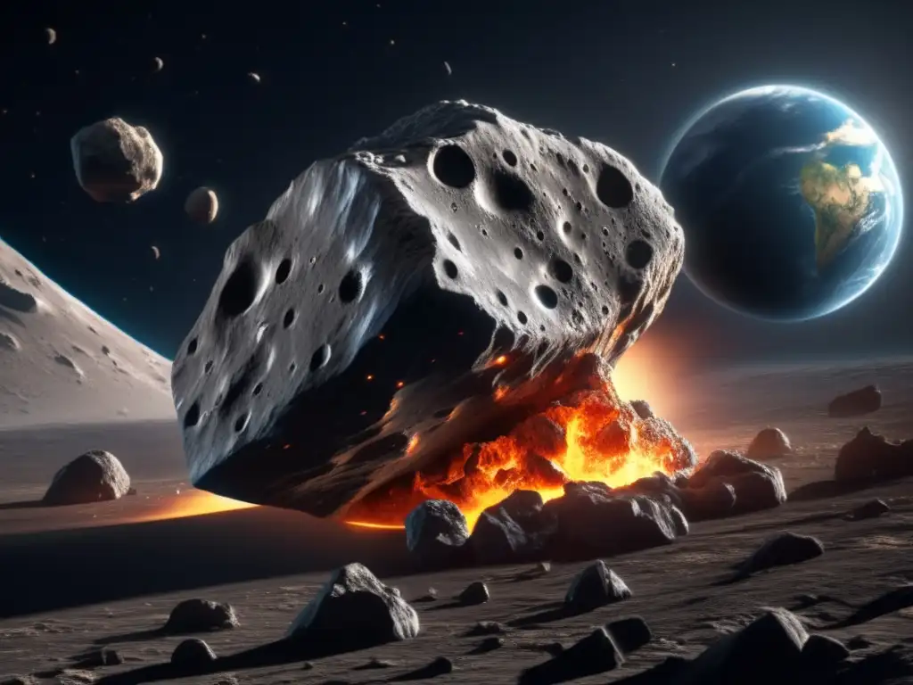Un asteroide amenazante se acerca a la Tierra en una imagen 8k detallada