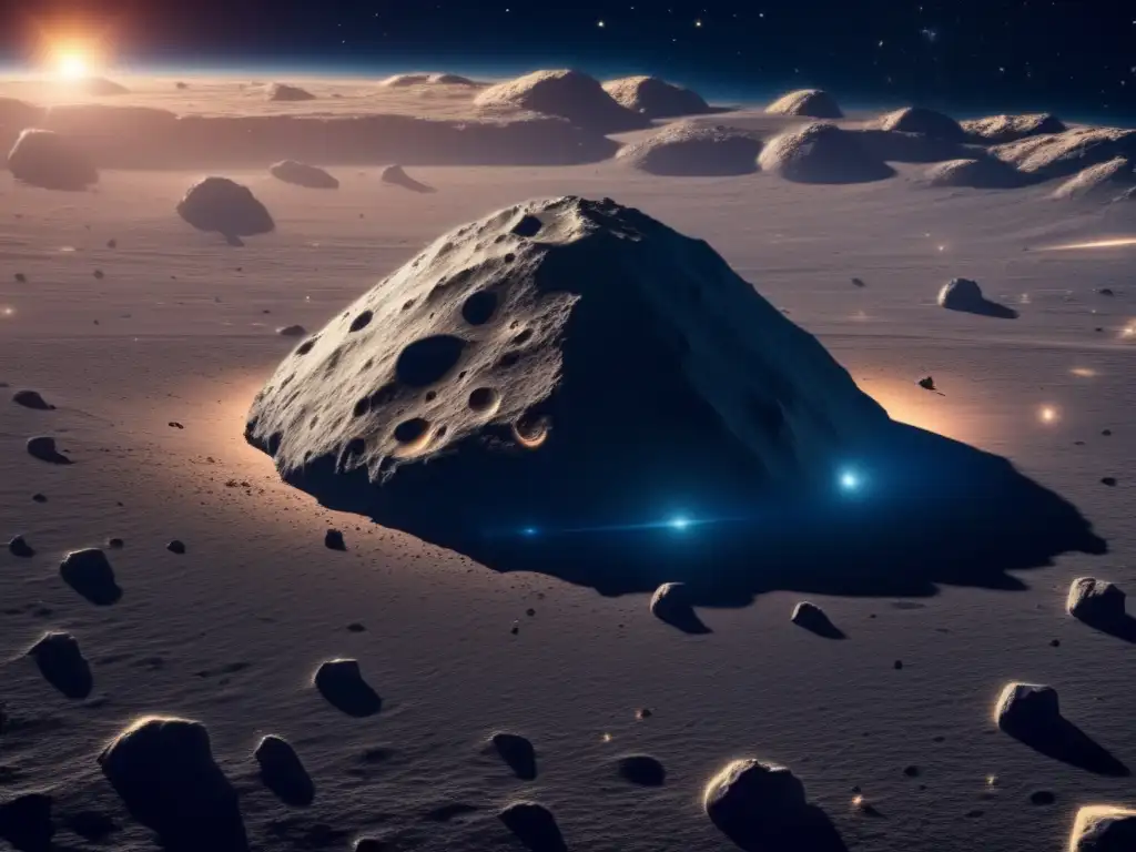 Órbita asteroide determinada gravedad - Imagen impactante de un asteroide rugoso en el espacio, bañado por estrellas distantes