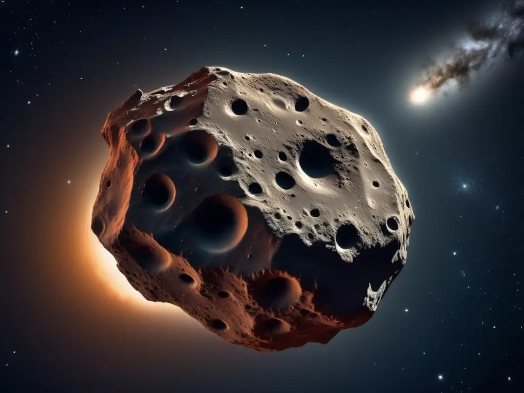Asteroide en el espacio, con detalles y textura fascinantes