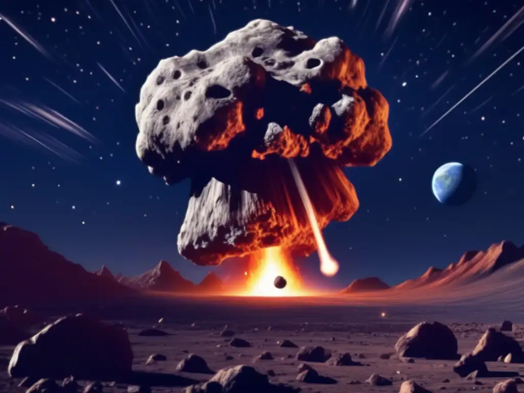 Asteroide gigante acercándose a la Tierra