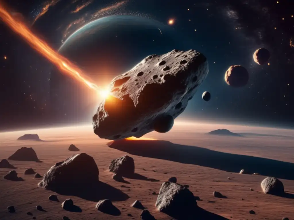 Asteroide impacto vida tierra: Imagen 8k detallada muestra la belleza y peligro de un asteroide acercándose a la Tierra