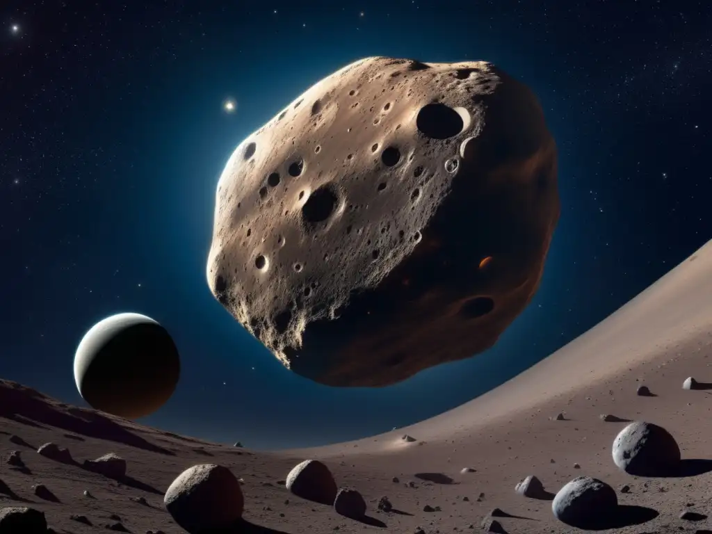 Asteroide irregular en el espacio: imponente y misterioso
