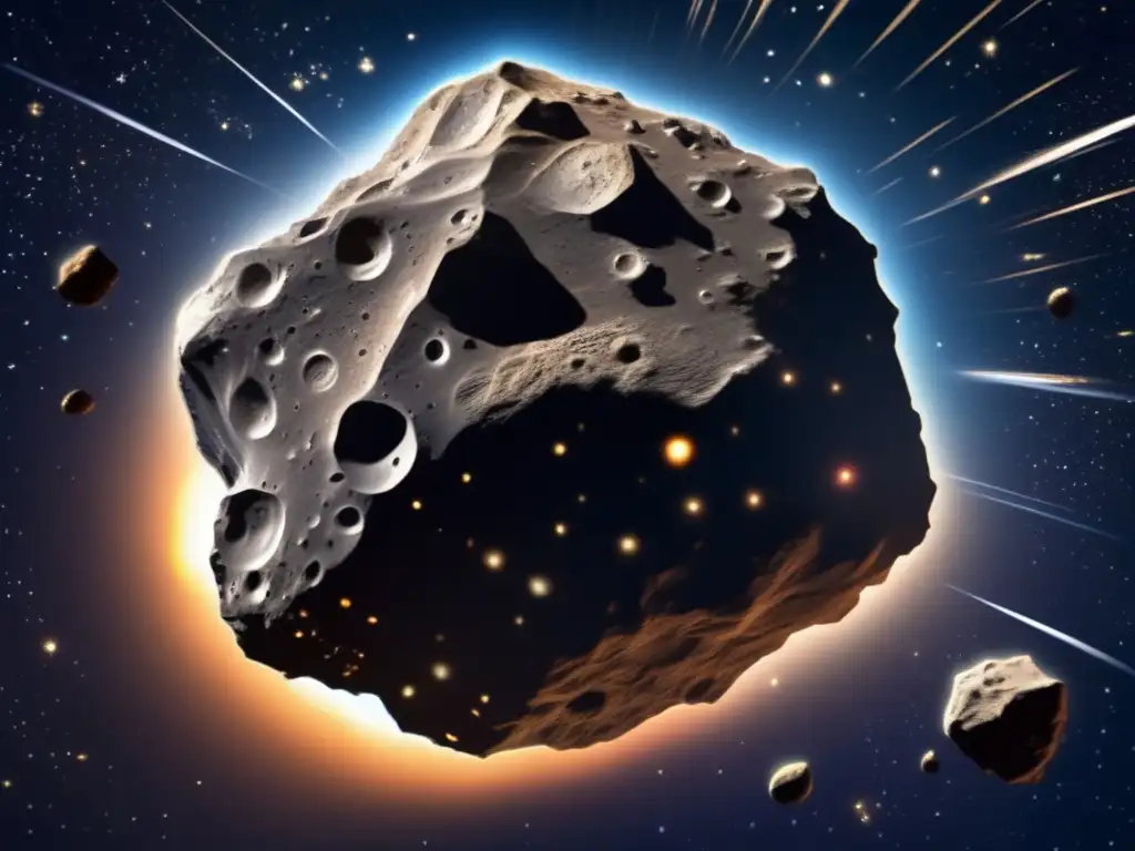 Asteroide irregular, textura rugosa