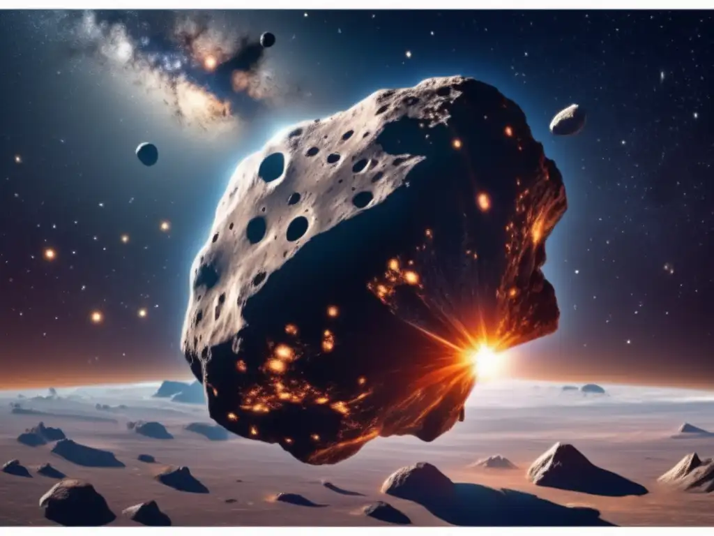 Asteroida gigante dirigiéndose a la Tierra Asteroide masivo acercándose a la Tierra, resalta urgencia y peligro