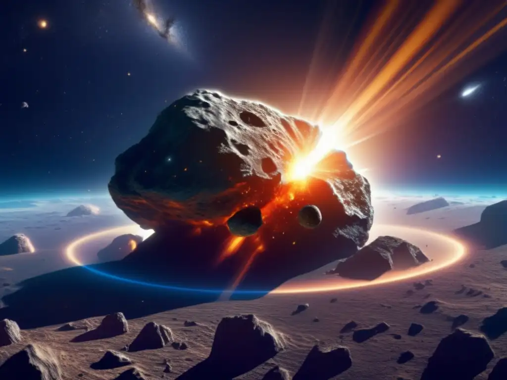 Un asteroide masivo en trayectoria cambiante, revela detalles de su composición en un paisaje espacial lleno de estrellas