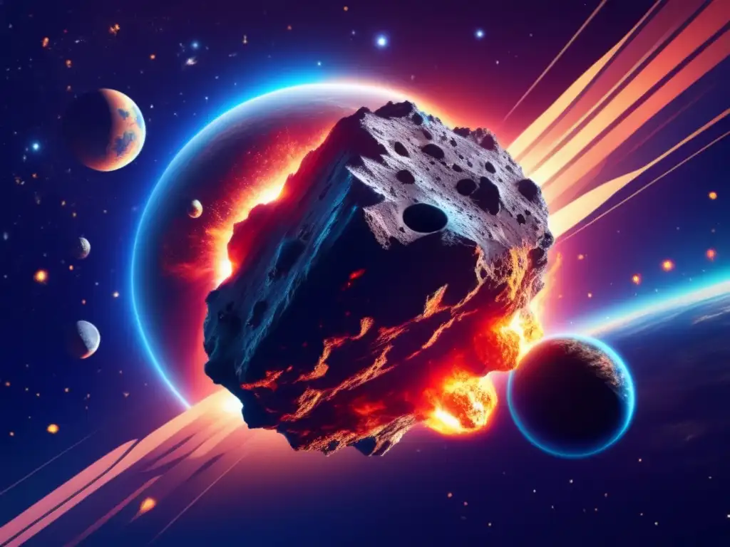 Asteroide masivo en trayectoria hacia la Tierra, amenazante y peligroso