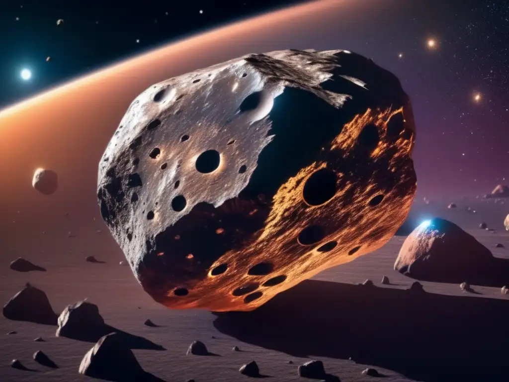 Composición química asteroides: Asteroide metálico flotando en el espacio