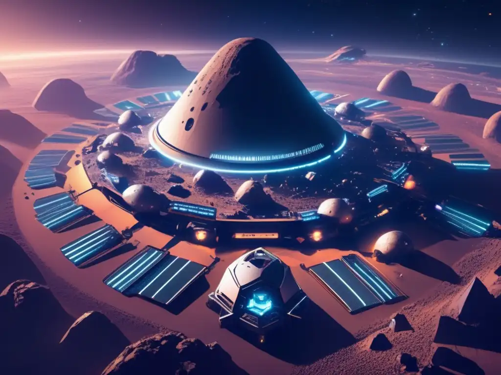 Asteroide minero: colonia futurista con automatización en la minería de asteroides en el espacio