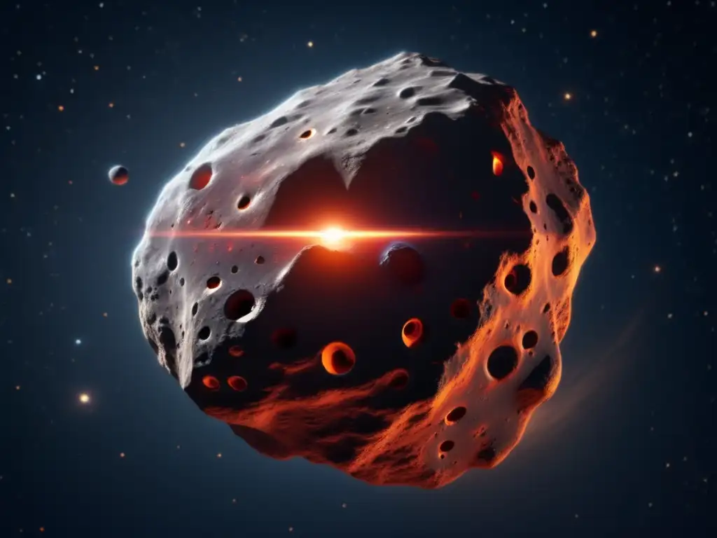 Asteroide Stype acercándose a la Tierra con superficie agreste y cráteres - Peligroso!