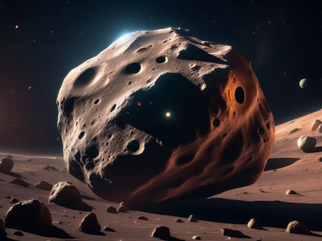 Asteroide tipo D: Peligro y recurso en imagen 8k detallada