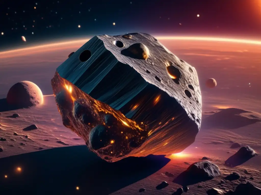Composición metálica de asteroides en un asombroso 8K de espacio