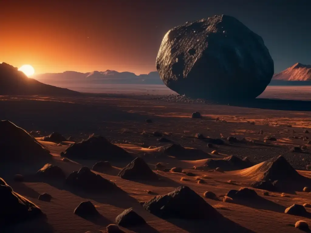 Asteroides basálticos: paisaje cinematográfico de colosal roca basáltica en un atardecer de tonos vibrantes