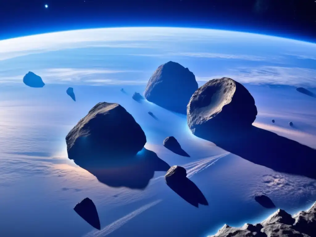 Asteroides binarios colisiones cósmicas: Vista impactante de la Tierra desde el espacio, con el planeta azul vibrante dominando el encuadre