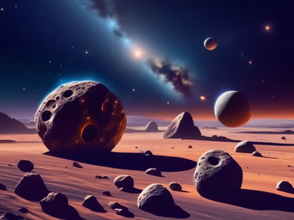 Asteroides binarios en dimensiones: vasto espacio estrellado con asteroide binario central