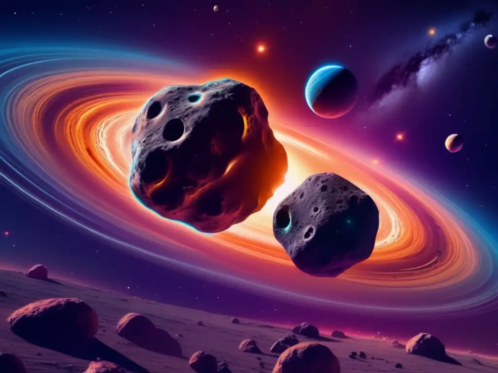 Asteroides binarios en evolución espacial rodeados de nebulosa