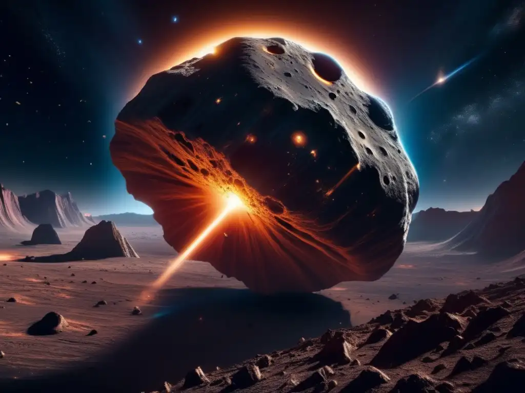 Asteroides y biotecnología revolucionaria en una escena cinematográfica cautivadora