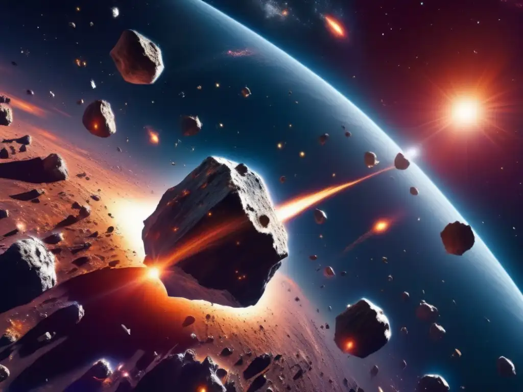 Exploración ética de asteroides en un campo de asteroides vibrante y cautivador en el espacio