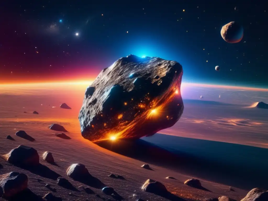 Composición metálica de asteroides en cautivadora imagen 8k de belleza cósmica