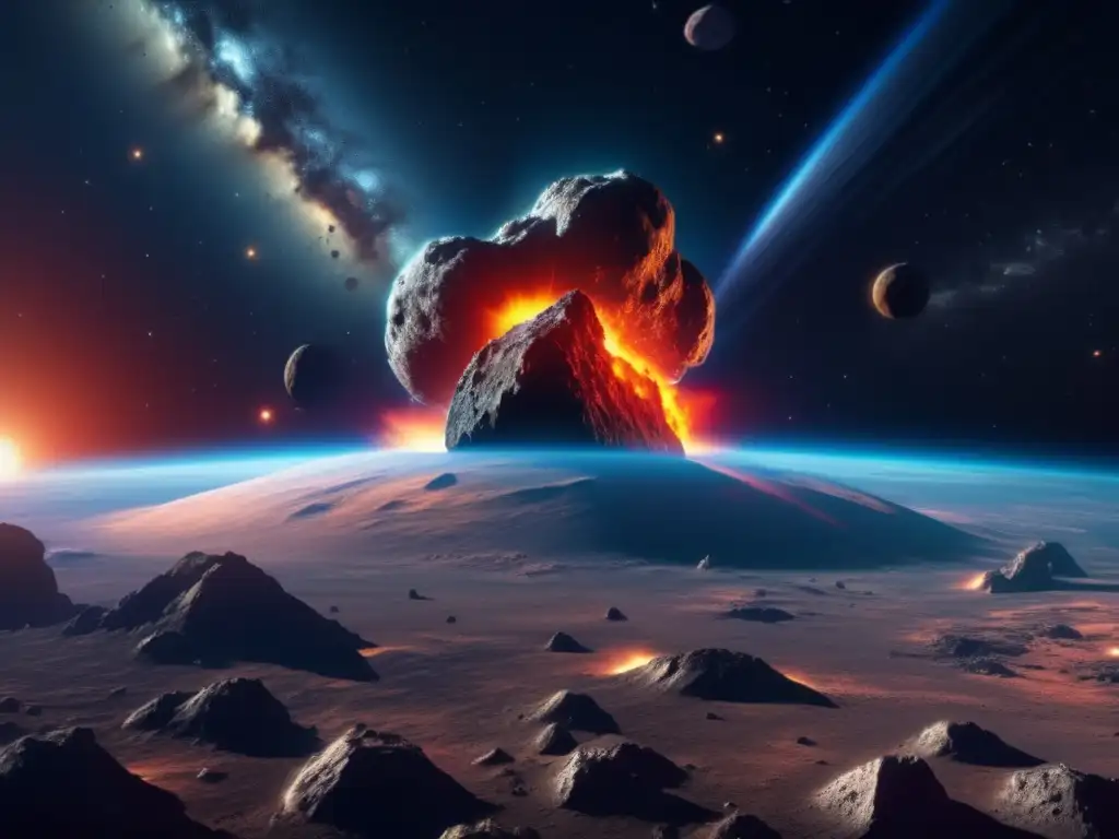 Asteroides en curso de colisión: Intensa imagen 8k detallando asteroides enormes acercándose a la Tierra