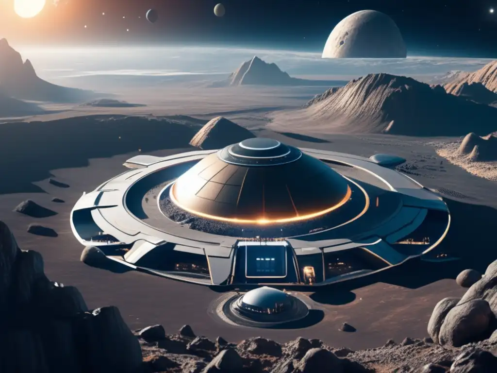 Colonización de asteroides: desafíos y oportunidades en una impresionante imagen 8k de una futurista colonia espacial en un asteroide