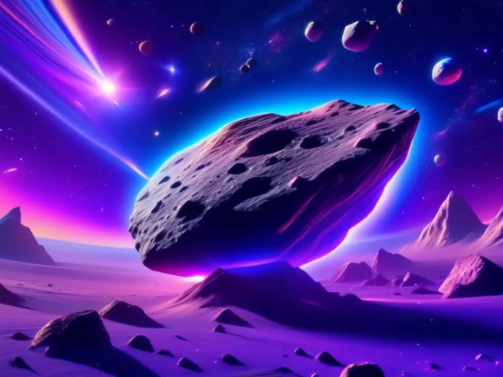 Formación de asteroides en el espacio: detalles asombrosos de cráteres, colores vibrantes y maravilla cósmica