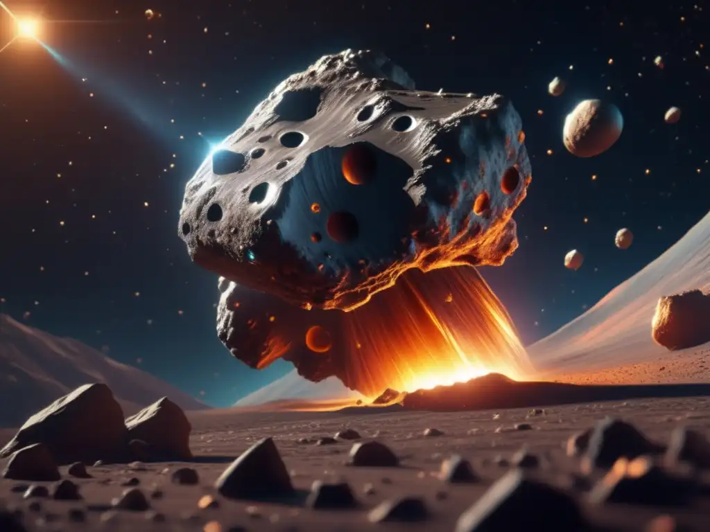 Composición asteroides eventos extinción masiva: imagen impactante 8K de un asteroide en el espacio