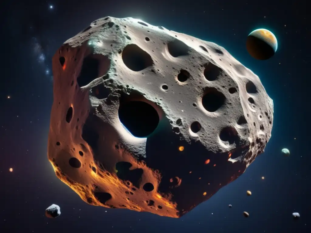 Composición asteroides eventos extinción masiva: Imagen impresionante de un asteroide detallado, revelando su diversa composición