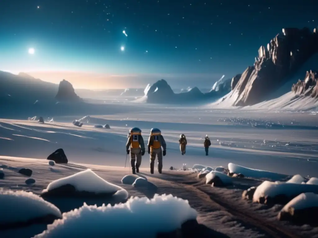 Evolución biológica en asteroides: Exploradores humanos en deslumbrante paisaje estelar