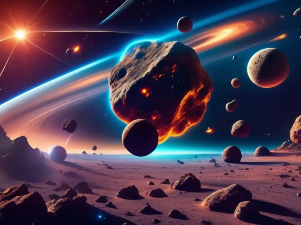 Asteroides expulsados del sistema solar en imagen 8k detallada de espacio profundo