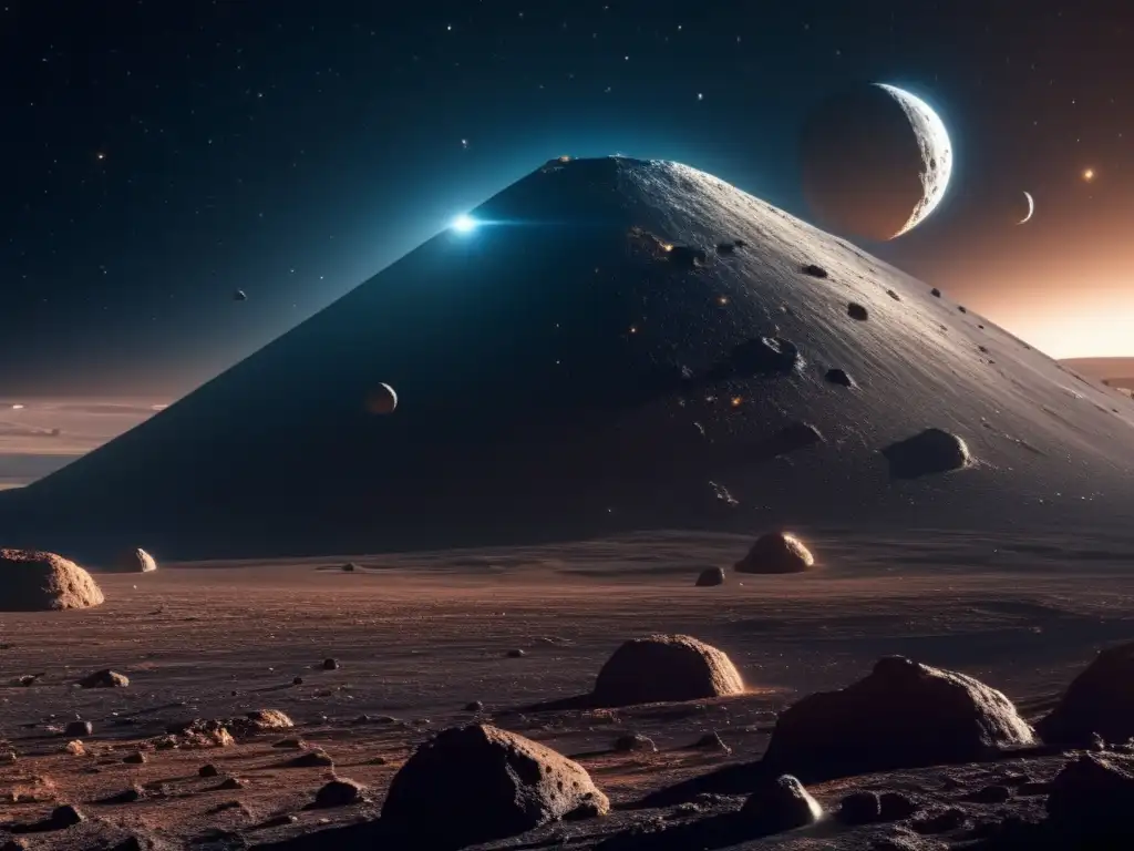 Exploración asteroides futuro en Centaur: nave espacial sobre asteroide