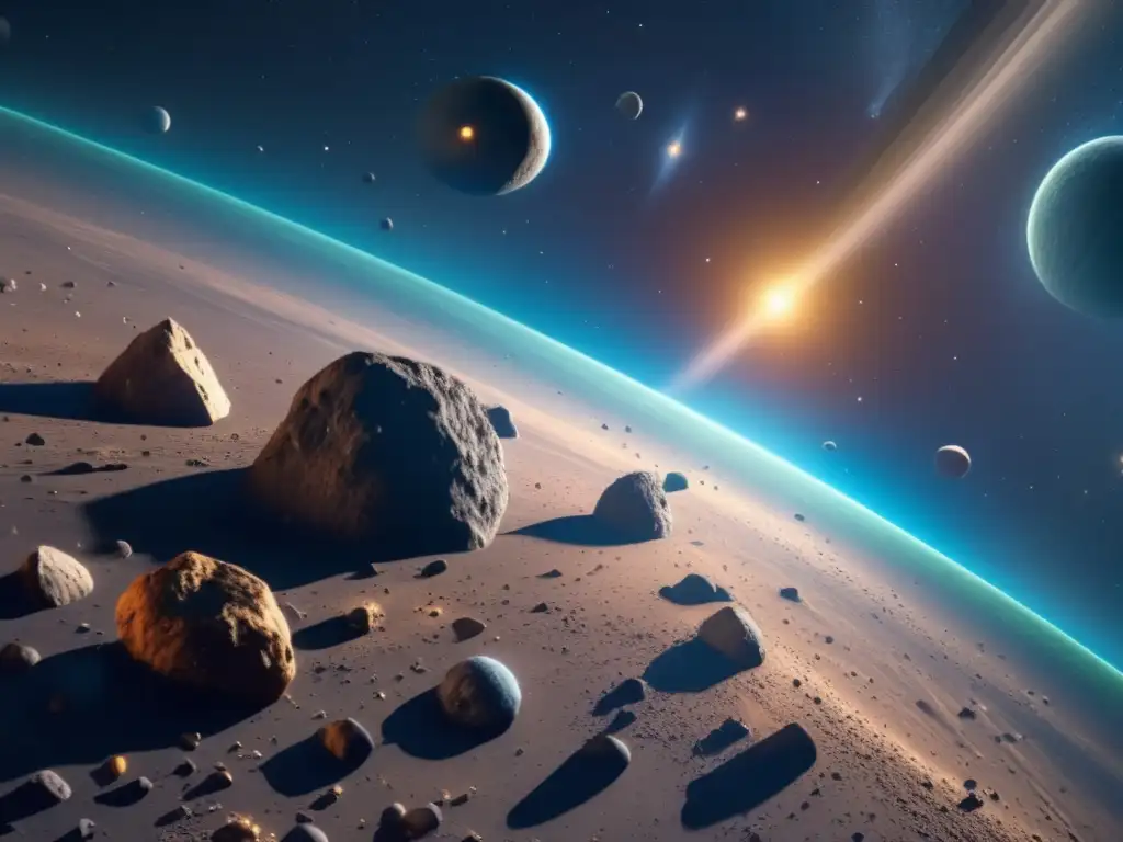 Asteroides: imagen 8k de cinturón fascinante, con diversidad de formas y tamaños