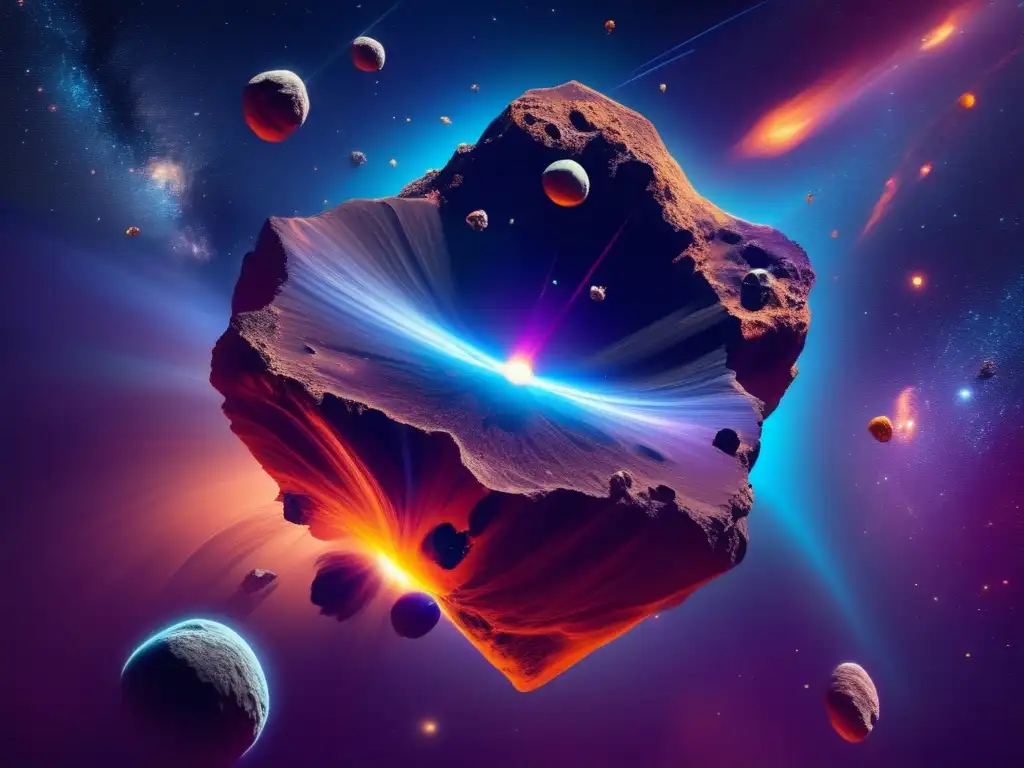 Formación y evolución de asteroides en una imagen de 8k detallada, capturando la belleza cósmica y el caos de colisiones astrales
