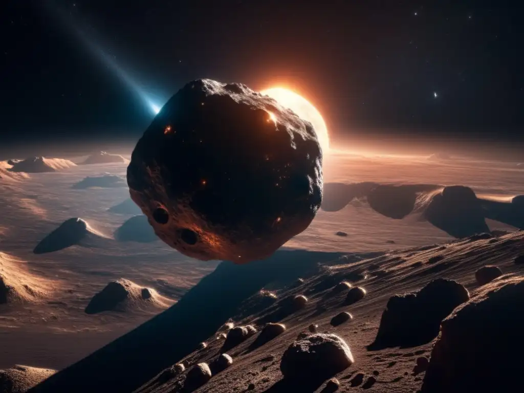 Exploración y explotación de asteroides: imagen impactante de un asteroide gigante rodeado por el espacio