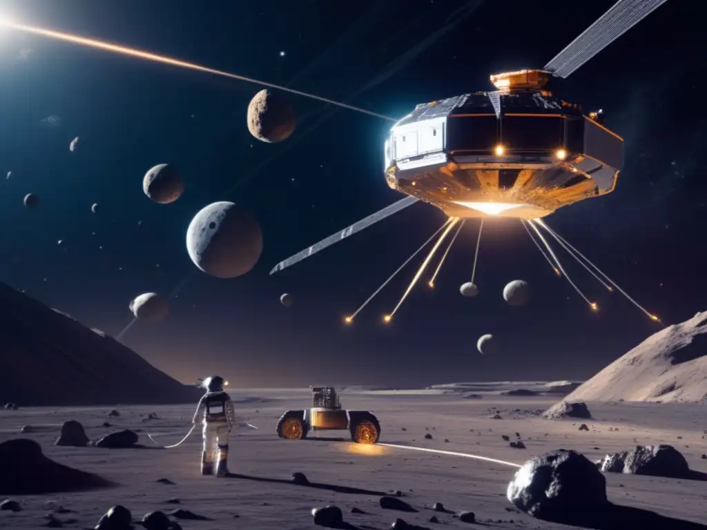 Desviando asteroides para proteger: una imagen impactante muestra una operación futurista de minería espacial en un asteroide