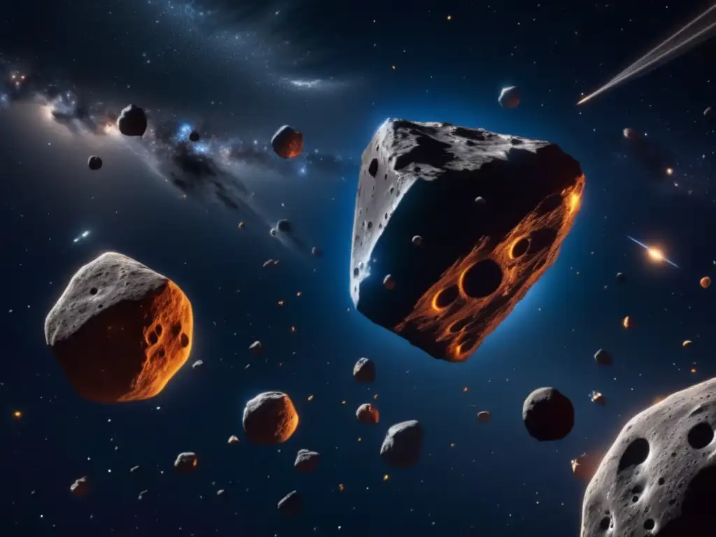 Formación y evolución de asteroides en una imagen 8k ultradetallada - Exploración humana con asteroides
