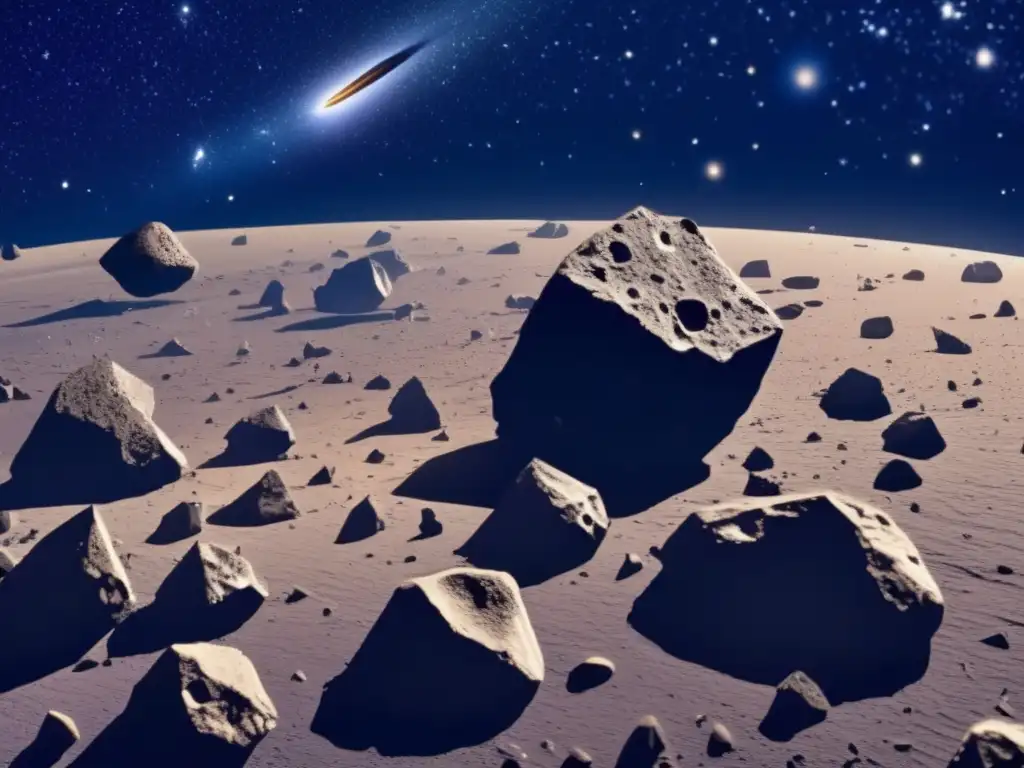 Asteroides irregulares en formación, belleza cósmica
