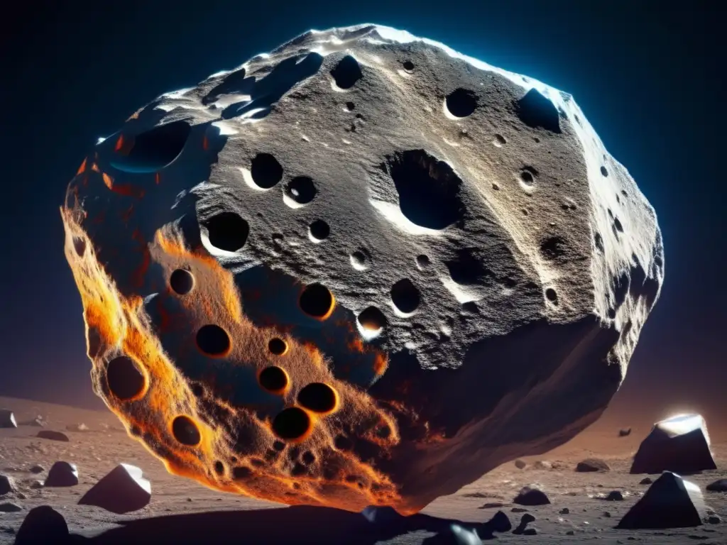 Composición asteroides: laboratorio natural único, textura detallada y superficie marcada por cráteres e impactos