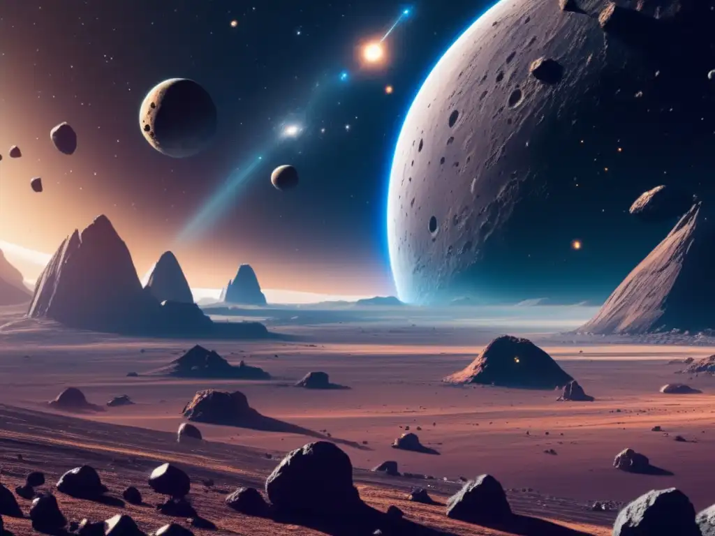Explotación de asteroides: estación minera, astronautas y maravilla del espacio