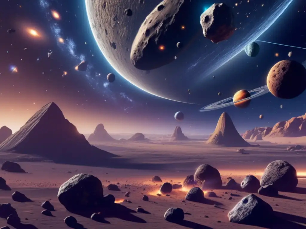Asteroides con órbitas cruzando planetas en una impresionante imagen de espacio