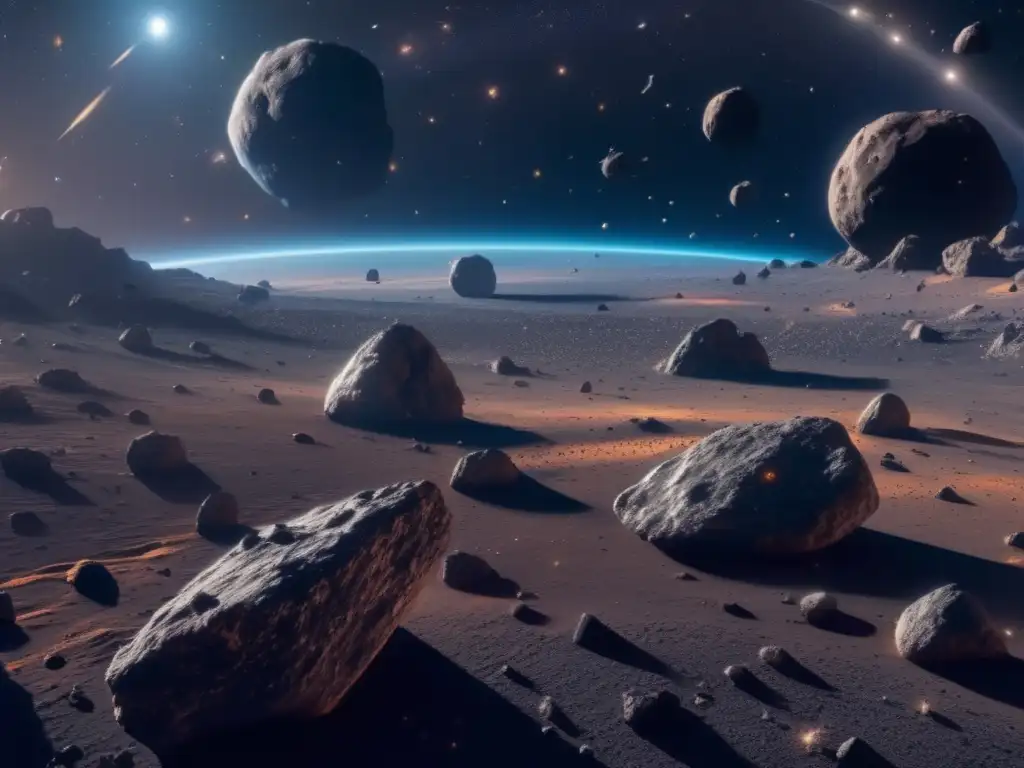 Explotación de asteroides: un paisaje cósmico con asteroides, derechos y belleza enigmática