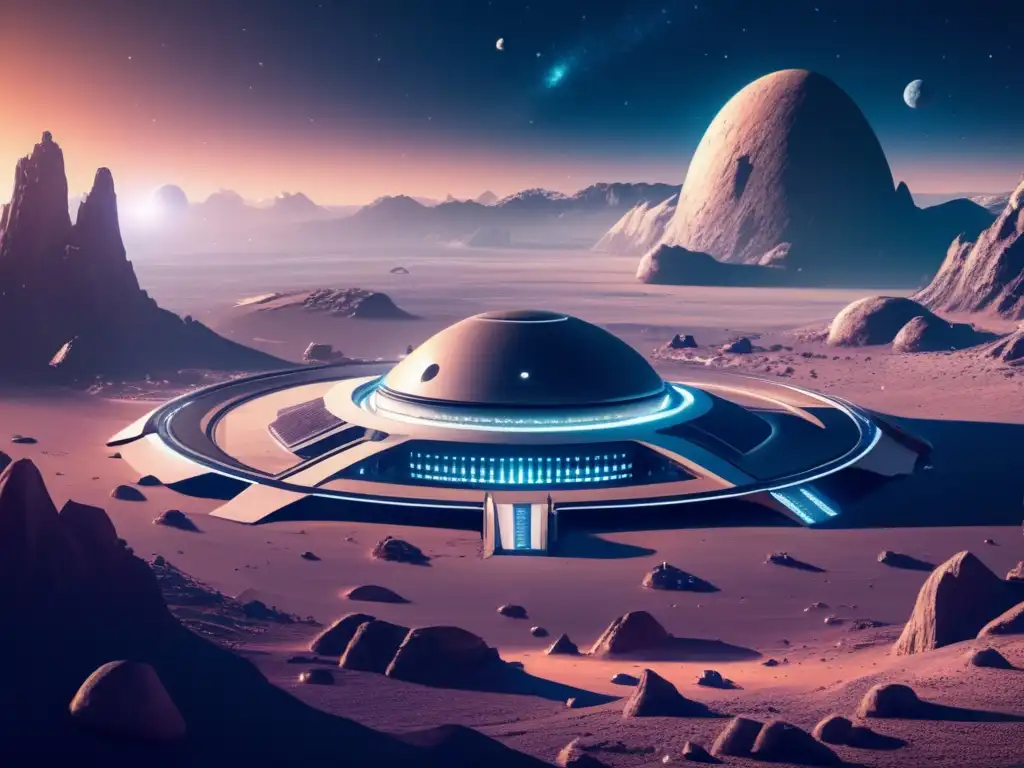 Colonización ética de asteroides en un paisaje impresionante de una colonia futurista en un asteroide
