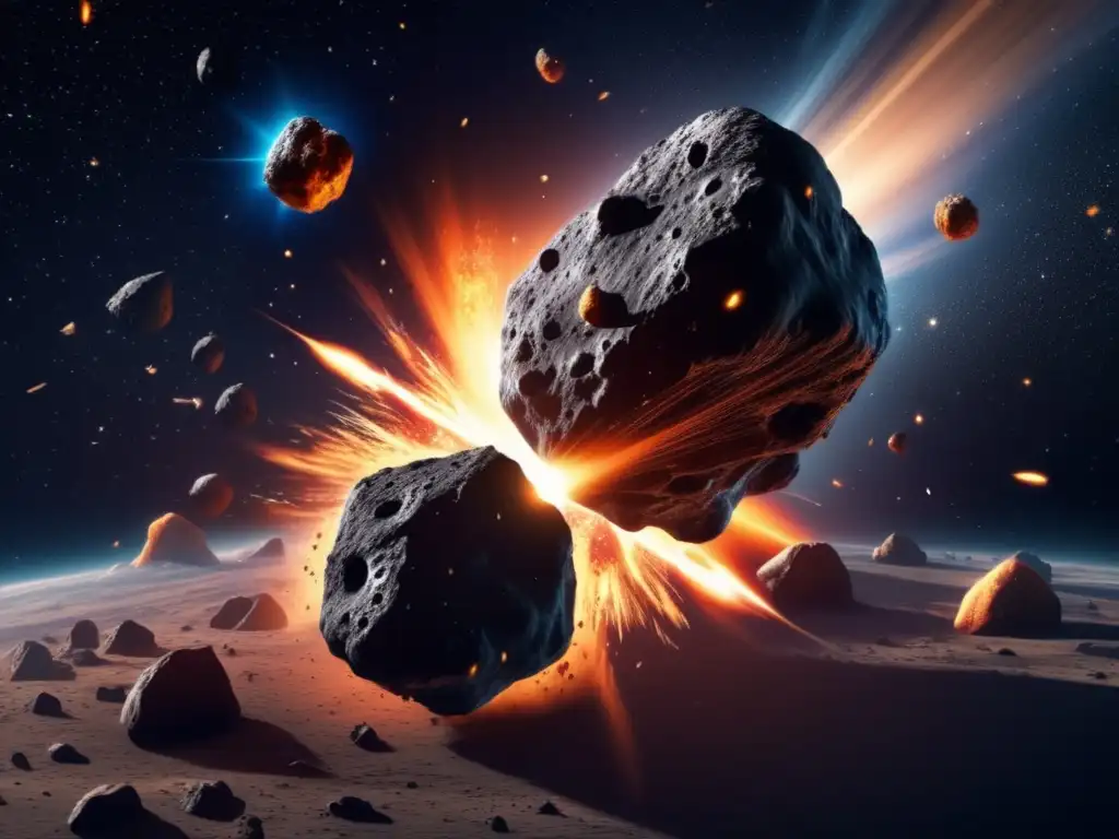 Simulación colisión asteroides: Peligro de colisión de asteroides en el espacio